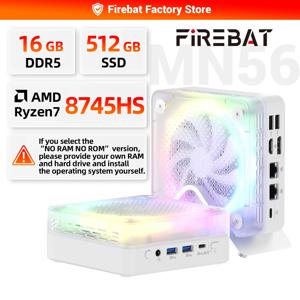 FIREBAT MN56 MINIPC RGB 팬 게이밍 데스크탑 AMD R7-8745HS USB4 16GB DDR5 RAM 512GB ROM 더블 RJ45 BT5.2 WIFI6
