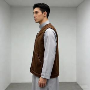 겨울 무슬림 남성 스웨이드 재킷 두꺼운 플리스 민소매 기모노 조끼 지퍼 아랍 주바 토브 이슬람 의류 디쉬다샤 아랍