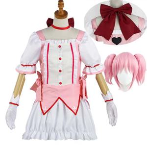 마도카 마도카 코스프레 의상 애니메이션 Madok Magica Homura 유니폼 드레스 초커 장갑 양말 할로윈 의상