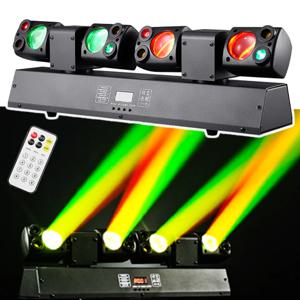 80W LED 무빙 헤드 빔 라이트 리모컨 듀얼 헤드 디스코 파티 RGBW DMX512 DJ 장비 무대 조명 이벤트 클럽 크리스마스용