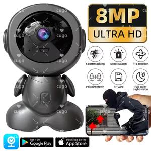 8MP 와이파이 보안 카메라 실내 HD 베이비 모니터 스마트 홈 양방향 오디오 추적 야간 투시 로봇 PTZ IP 카메라