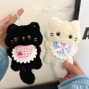 1/2개 귀여운 플러시 장난감 고양이 삑삑이 펜던트 소녀 백팩 키체인 인형 펜던트 커플 선물 펜던트