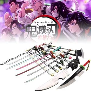 10인치 데몬 슬레이어 금속 카타나 애니메이션 일본 카타나 탄지로 검 키메츠노 야이바 철제 칼 닌자 사무라이 검 장난감 선물