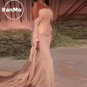 Ranmo 2026 우아한 핑크 인어 이브닝 드레스오프 숄더 비즈 장식 두바이 아랍어 댄스 파티 가운 맞춤형 코레스트 파티 행사 가운