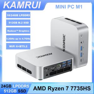 KAMRUI 미니 PC AMD Ryzen7 7735HS 16/24GB LPDDR5 512GB M.2 NVMe SSD Radeon 4K WiFi 6 Win11pro 미니 데스크탑 컴퓨터 (게이밍용)