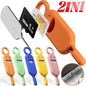 2 in 1 SIM 카드 제거 바늘핀 및 보호 홀더, 분실 방지 SIM 카드 보관 케이스, 휴대폰 액세서리 키링