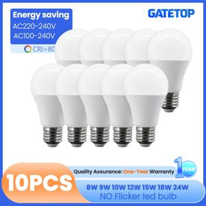 10개 LED 전구 램프 8W-24W E27 전구 AC 220-240V 110V 120V 주광색 조명 A60 A80 가정 현관 침실 장식용