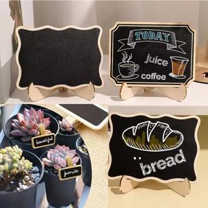 1/5/10Pcs 미니 칠판 클립 이젤이 있는 칠판 라벨 결혼식을 위한 나무 휴대용 칠판 생일 메시지 메모 장식