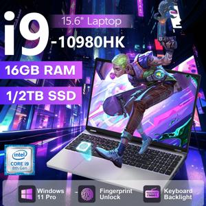 윈도우 11 프로 i9 15.6인치 노트북 컴퓨터 PC 인텔 코어 i9 10980HK 16GB 램 1TB SSD 지문인식 잠금해제 노트북 백라이트 노트북