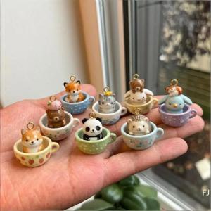 [YU]재미있는 만화 티컵 동물 펜던트 목걸이 DIY 입체 3D 목걸이 세트 패션 토끼 고양이 펜던트