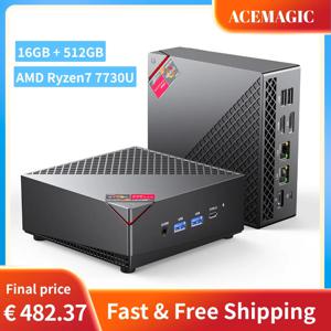 ACEMAGIC 미니 PC AMD Ryzen 7 7730U 8코어/16스레드 최대 4.5GHz 윈도우 11 프로 32GB DDR4 512GB NVMe SSD 트리플 4K 디스플레이 WiFi 6 BT5.2