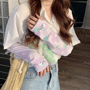 플로럴 팔 슬리브 UV 차단 드라이빙 루즈핏 캐주얼 팔 커버 파스텔 플라워 통기성 데일리 웨어 쿨링 여성용 슬리브