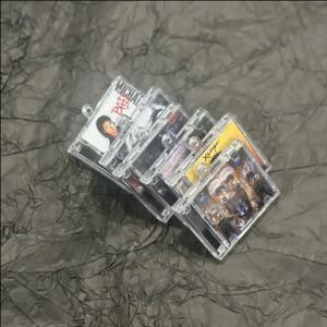 미니 CD 앨범 모양 키체인 고투명 아크릴 소재 독창적인 음악 테마 가방 참 장식