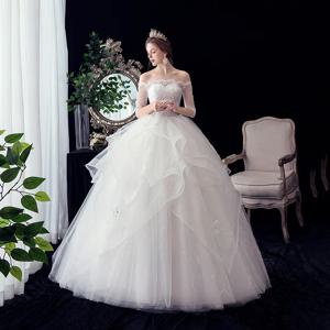 Vestido De Noiva 2021 Gryffon 반팔 보트넥 웨딩 볼 가운, 럭셔리 레이스 스팽글 웨딩 드레스, 신제품