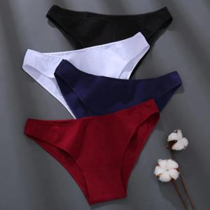 섹시 로우 허리 팬티 팬티 플러스 사이즈 M-XXL 코튼 란제리 여성 통기성 속옷 7 솔리드 컬러 걸스 란제리