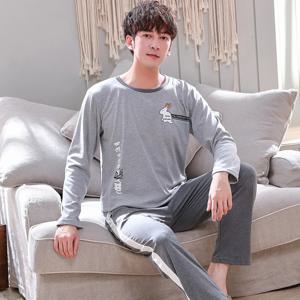 남성용 가을 코튼 잠옷 세트, 플러스 사이즈 3XL 라운지 잠옷, 남성 2 피스 세트, 수면 상의 바지, 홈 슈트 2022