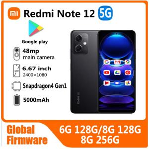 샤오미 레드미 노트 12 5G 스마트폰, 글로벌 펌웨어, 48MP, 5000mAh, 6.67 인치, 33W, 퀄컴 스냅드래곤 4 Ge1 중고 휴대폰