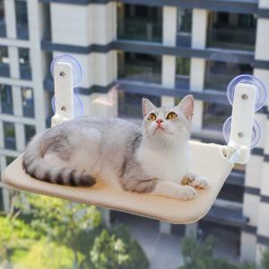 조립 무료 접이식 고양이 해먹 플러시 메쉬 고양이 창 벽 점프 플랫폼 이중 흡입 컵 고양이 해먹