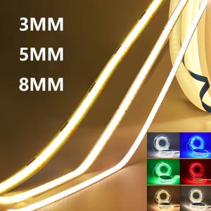 3mm 5mm 8mm PCB COB LED 스트립 빛 5V 12V 24V 320LED/m 고휘도 유연한 테이프 따뜻한 자연 흰색 빨간색 녹색 파란색 0.5m 5m