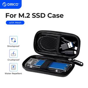 ORICO 외장 M.2 하드 드라이브, 이어폰, 데이터 라인 HDD 케이스, 블랙 M.2 하드 디스크 케이스, EVA 휴대용 HDD 보관 보호 가방