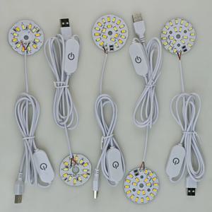 1.5m 라인 길이 DC 5V USB LED 조명 3 색 3W 10W 책상 책 램프 터치 스위치 디밍 가능 침실 독서 USB 야간 조명