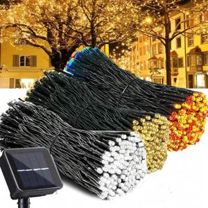 8 색 야외 태양 빛 정원 따뜻한/보라색/RGB LED 스트립 문자열 요정 조명 태양 램프 방수 갈 랜드 크리스마스 장식