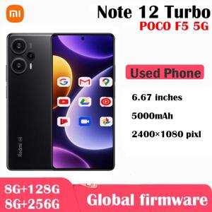 Xiaomi Redmi Note 12 Turbo 5G 스마트폰 POCO F5 5G Snapdragon 7+ Gen 2 67W 충전 120Hz OLED 디스플레이 5000mAh 중고 전화