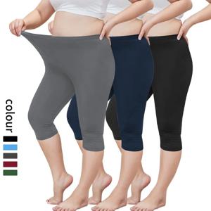 여성 플러스 사이즈 핏 숏 피트니스 7부 팬츠 하이웨이스트 패션 솔리드 200lbs 스포츠 반바지 짐 야외 캐주얼 요가 팬츠