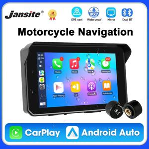 Jansite 5인치 오토바이 네비게이션 GPS 무선 Carplay 및 Android Auto IPX7 방수 디스플레이 듀얼 블루투스 5.0 모토 모니터