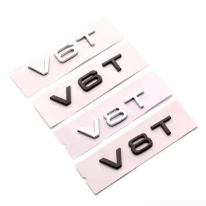 3D ABS 크롬 블랙 V8T 로고 V6T 엠블럼 문자 자동차 스티커 A4 A1 A5 Q3 Q5 Q7 S5 A6 V6T S8 V8T 배지 데칼 액세서리