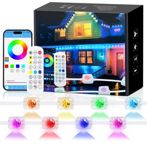 RGBCCT 5 in 1 LED 처마 조명 스트링 24V 15M 30M 60M 블루투스 24키 리모컨 EU/US/UK/AU 전원 키트 IP67 RGB WS2811 IC 드림 컬러