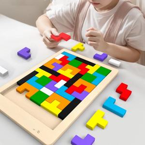다채로운 나무 퍼즐 장난감 Tangram 몬테소리 재료 어린이 퍼즐 장난감 빌딩 블록 어린이 학습 장난감