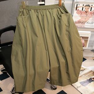 루즈핏 와이드 레그 팬츠 하이웨이스트 편안한 캐주얼 스타일 플러스 사이즈 여성용 레트로 일본 스타일 랜턴 팬츠
