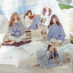 30 개/갑/팩 예술적 소녀 크리 에이 티브 캐릭터 애완 동물 스티커 가방 콜라주 정크 저널 DIY 스크랩북 미적 문구 용품