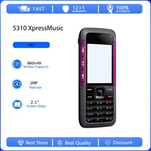 오리지널 리퍼비시 5310 XpressMusic 언락 GSM 900/1800 휴대폰 러시아어 아랍어 히브리어 키보드 핀란드 제조