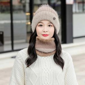 돔 모자 탄성 캡과 스카프 세트 볼 대비 색상 겨울 풀오버 캡 아크릴 섬유 올매치 비니 모자 워머