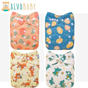 ALVABABY 친환경 천 기저귀 아기 재사용 가능한 아기 천 기저귀(아기 3-15kg용 극세사 기저귀 삽입물 1개 포함)