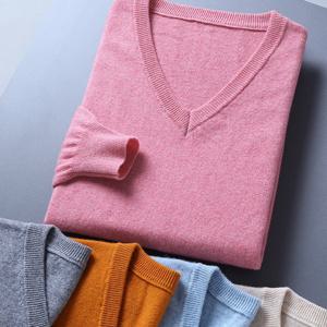 가을 겨울 캐시미어 스웨터 남성용 풀오버 점퍼 긴팔 V넥 니트 풀오버 남성용 풀오버