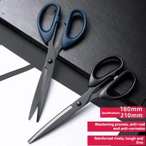DELI 전문가용 사무용 가위 180mm 헤비 듀티 가위, 블랙 블레이드, 날카로운 스테인리스 스틸, 종이 공예용 절단 도구