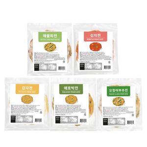 큼직하고 맛있는 한판 전 골라담기 [해물파전 김치전 감자전 애호박전 오징어부추전]