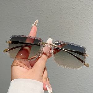 KAMMPT 림리스 사각 선글라스 남성 패션 빈티지 그라데이션 캐주얼 선글라스 여성 트렌디 럭셔리 브랜드 디자인 장식 선글라스