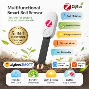 Zigbee 토양 수분 센서 비옥도 햇빛 주변 습도 온도 테스터 모니터 감지기 스마트 라이프 TUYA 2MQTT