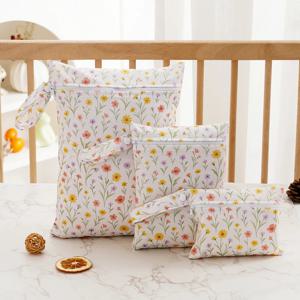 Happyflute 기저귀 보관 가방 3Pcs 방수 대용량 습식 건식 가방 빨 수있는 재사용 가능한 아기 기저귀 주최자 휴대용 가방