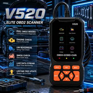 2026 신형 V520 전문 OBD2 자동차 진단 도구 8개 언어 지원 자동 코드 리더 스캐너 오류 코드 삭제 실시간 데이터