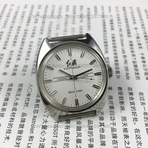오리지널 스톡, 레드 플래그 브랜드 올스틸 스트립 화이트 표면 수동 기계식 시계, 직경 36mm, 무료 스트랩.
