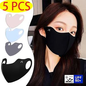 5PCS 여름 선스크린 마스크 여성 UV 보호 페이스 커버 야외 피트니스 스포츠에 적합한 얇은 통기성 마스크 한국 마스크