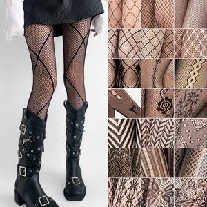 여자 고딕 펑크 달콤한 만화 Fishnet 스타킹 뱀 해골 긴 양말 메쉬 스타킹 팬티 로리타 플러스 사이즈 팬티 스타킹 레깅스