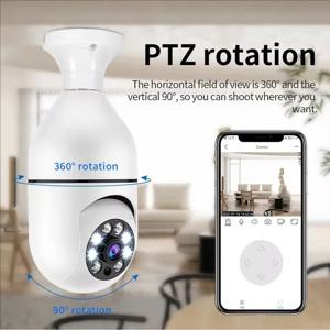 4G WiFi IP 카메라 E27 전구형 카메라 2MP 무선 베이비 모니터, AI 추적 기능, 보안 영상 감시, 애완동물 카메라