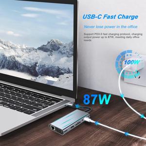 USB C 허브 11 in 1 어댑터 동글, 4K HDMI VGA 타입 C PD RJ45 SD TF 카드 리더 포함, 맥북 프로 에어 M1 아이패드 노트북용