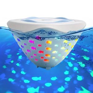 LED 플로팅 물고기 프로젝션 목욕 장난감, 생동감 있는 여러 가지 빛깔의 분수 수중 디스코 조명, 수영장 및 욕조 파티 재미, 선물, 1 개